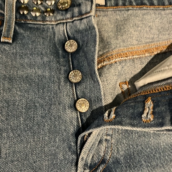 AGGOLD Studded button Down Mini Jean Skirt - Picture 3 of 6